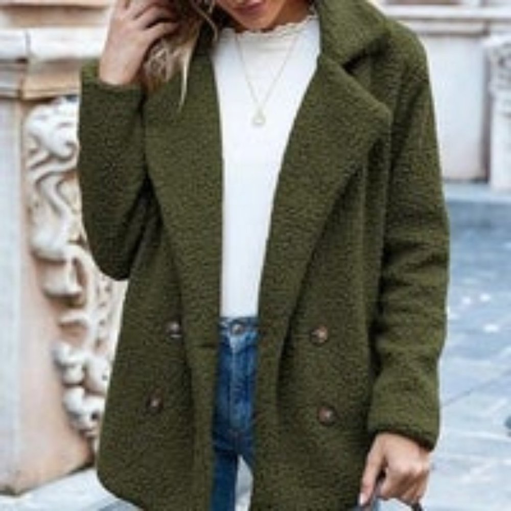 Cinnie Green Plush Pocket Notch-Lapel Button-Up Jacket (4XL) NWT